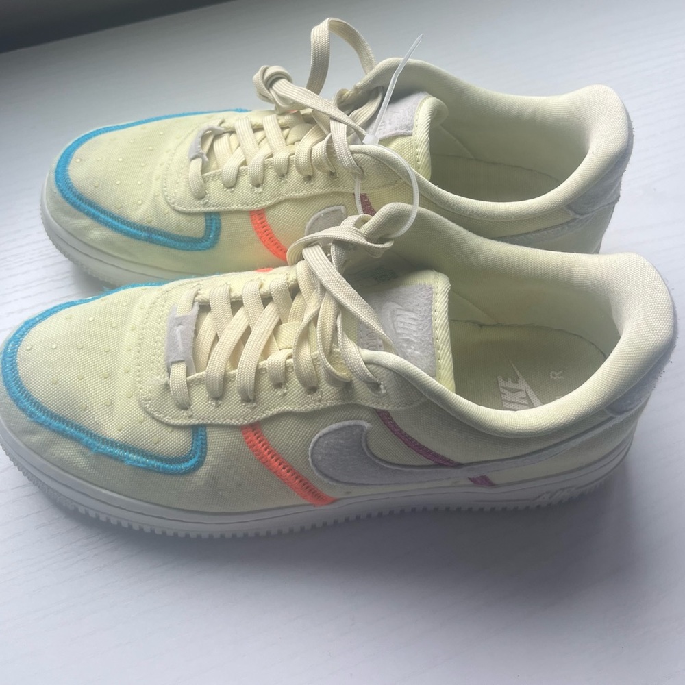 Nike Air Force 1 Low - Cream with Blue and Orange Accents